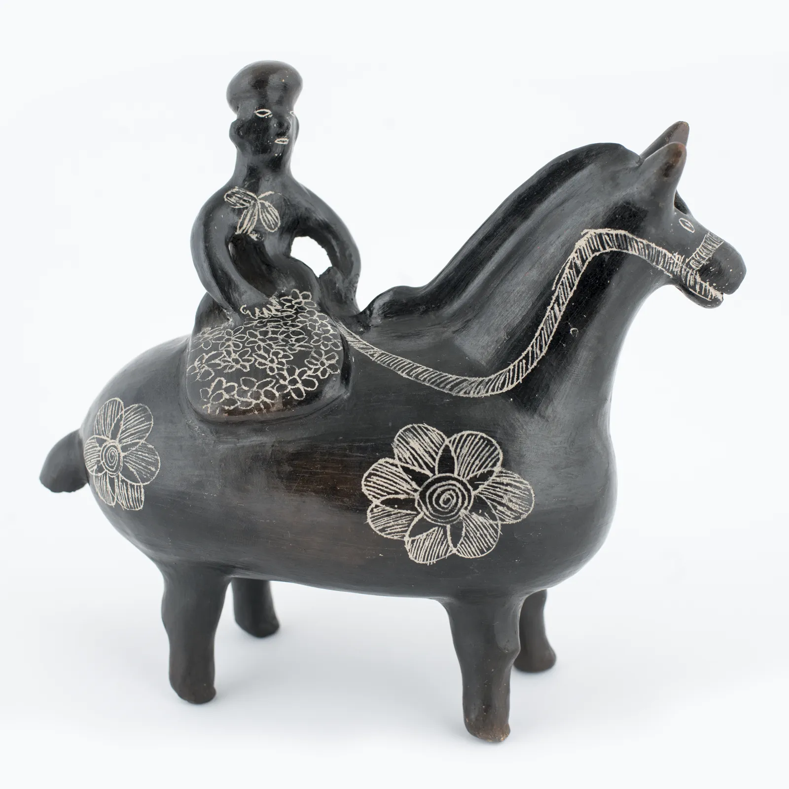 Miniatura del objeto Figurilla de caballo con jinete mujer