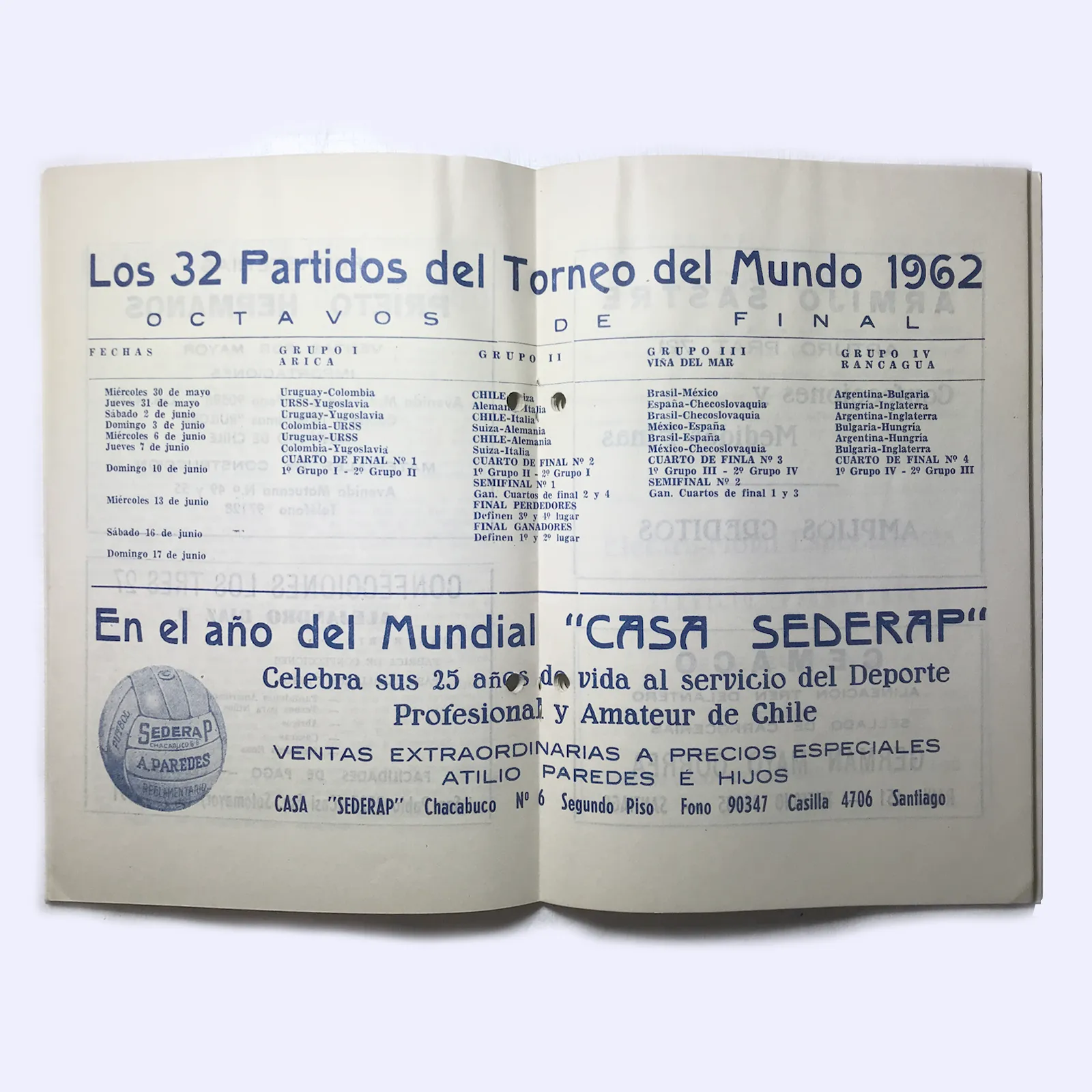 Miniatura del objeto Programa mundial de Fútbol «Torneo de fútbol del mundo» Mundial 1962