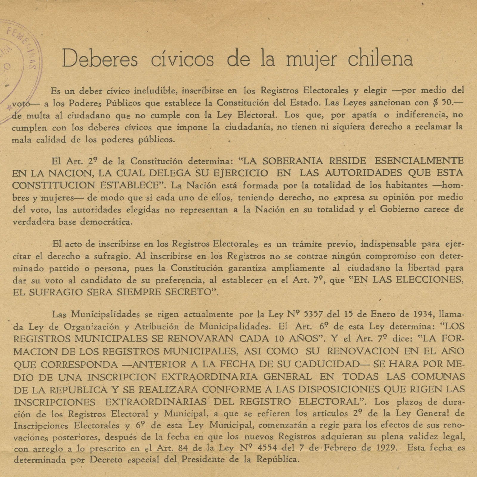 Miniatura del objeto Deberes cívicos de la mujer chilena