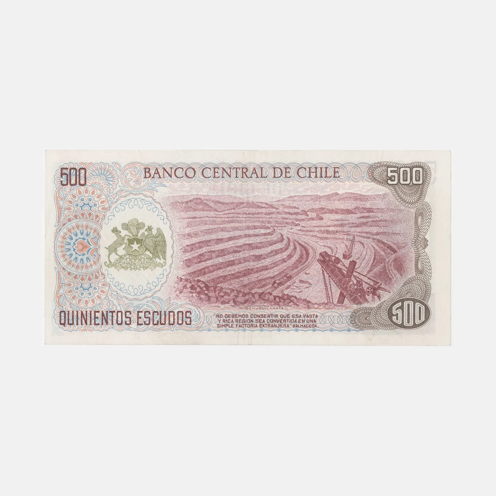Miniatura del objeto Billete chileno de quinientos escudos