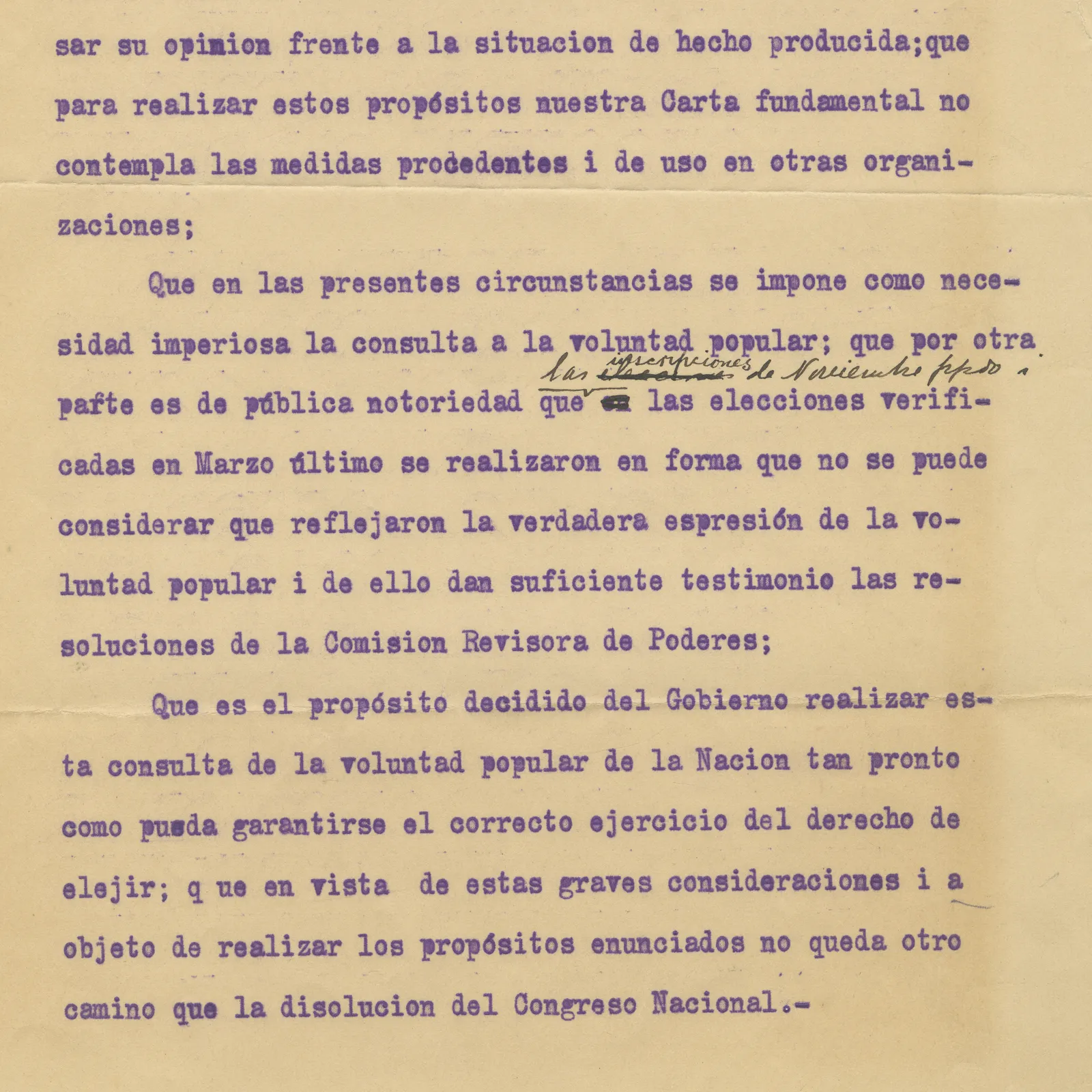 Miniatura del objeto Comunicado de la renuncia del Presidente, la disolución del Congreso Nacional y la asunción de la junta militar